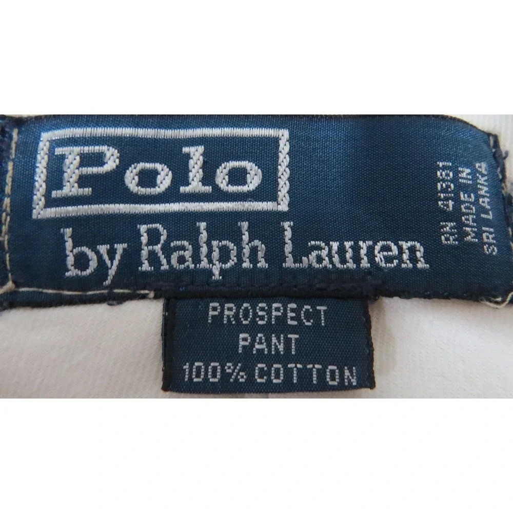 VTG Polo Ralph Lauren Prospect Chino Flat Front Pants Men 36x30 Khaki Beige EUC